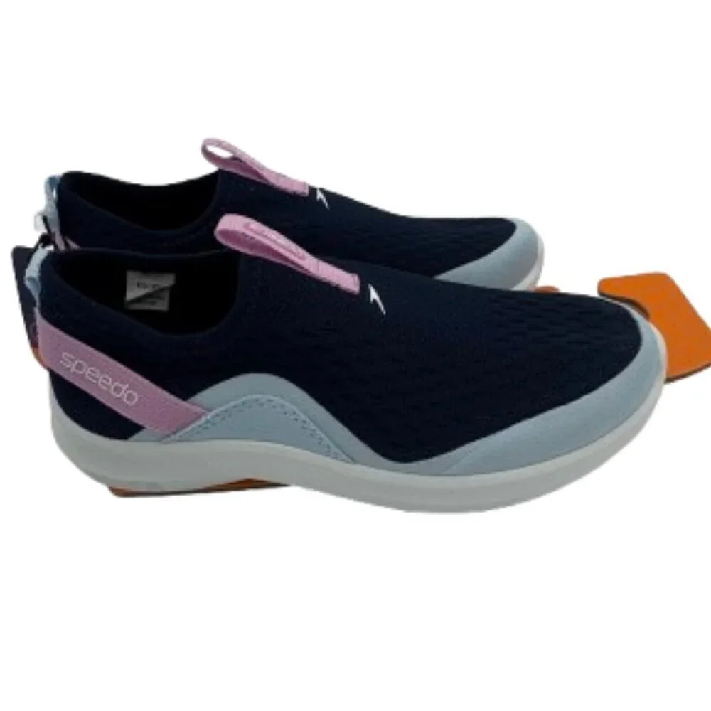 NWT Speedo Pull On Navy and Pink Water Shoes Size 13 - 1 (Juniors)